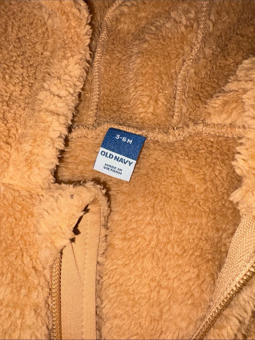 Old Navy Tan Teddy Fleece Hooded Baby One-Piece